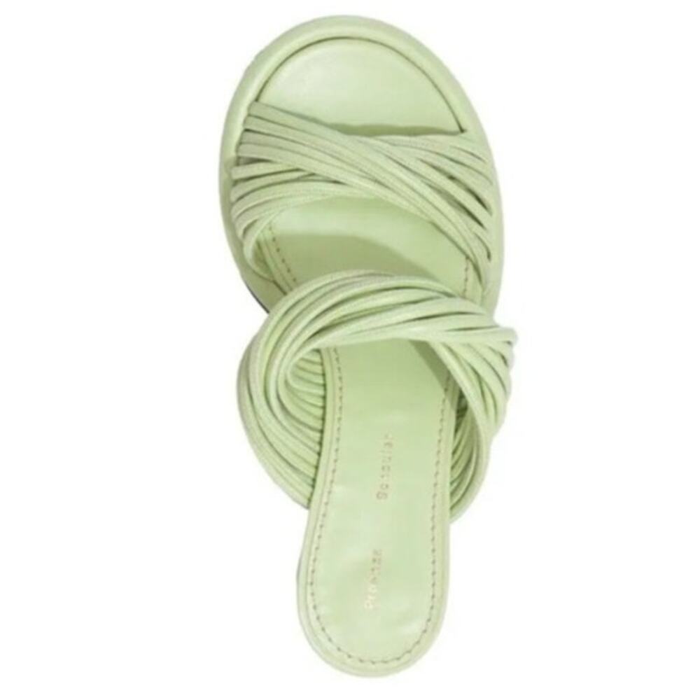 Proenza Schouler Pipe Rolo Braided Leather Kitten Heel Mule Light Green EU 40